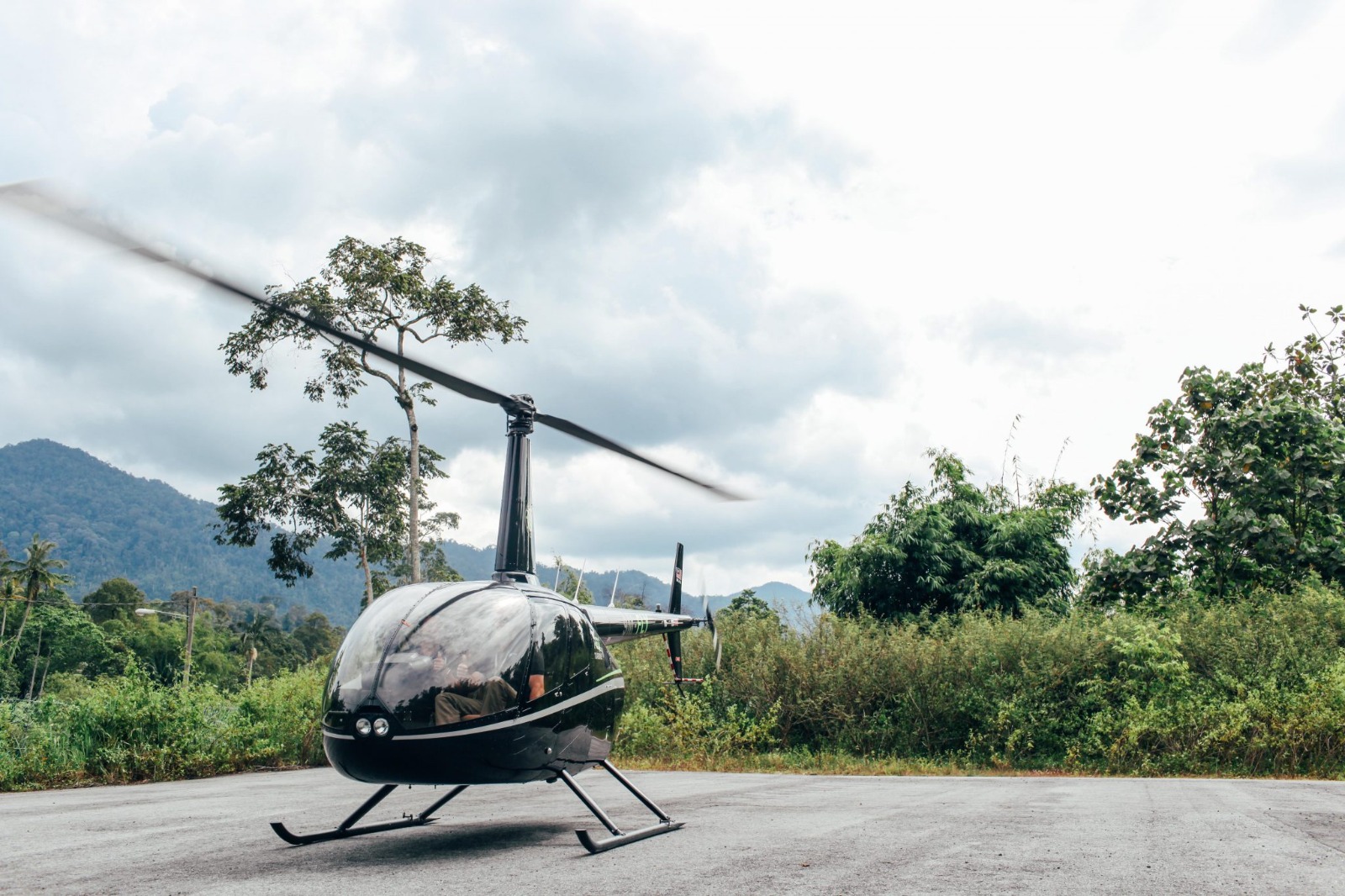 Robinson R44 helicopter on the ground