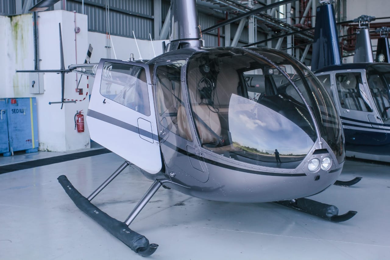 Robinson R66 front three-quarter view